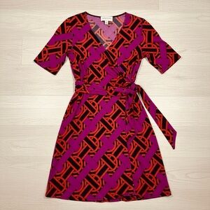 Donna Morgan, Classic Geometric Print Tie Waist Dress Size 2